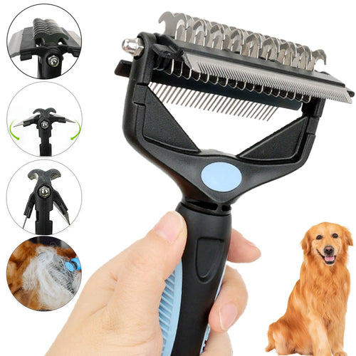 Proundfur pet grooming brush and de-shedding comb